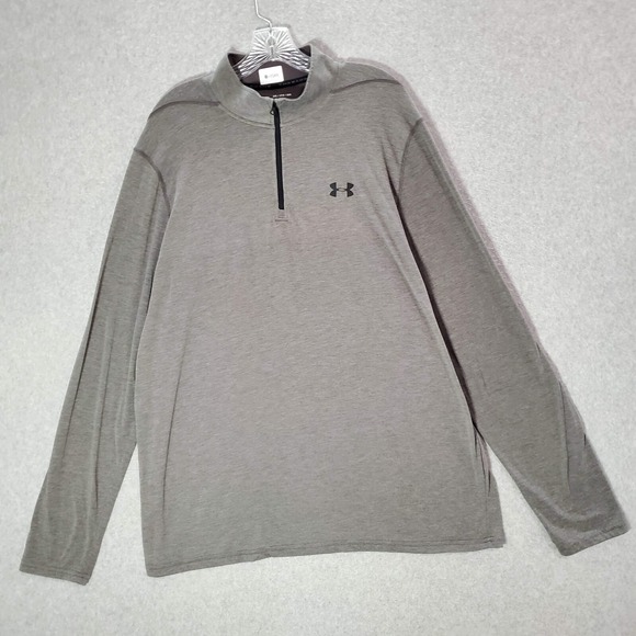 Under Armour Men Sweatshirt 2XL Gray Loose Heatgear Threadborne 1/4 Zip Logo - Picture 1 of 8